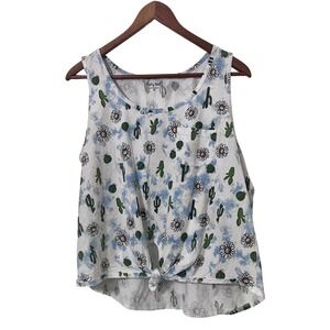 Pretty Rebel Cactus Daisy Tie Front Tank Top XL Summer Tie Dye Preppy Beach
